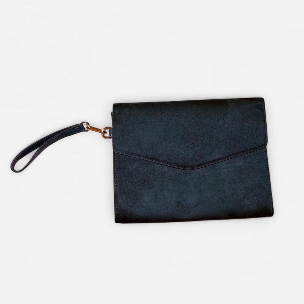 GUESS dark green suede envelope Envelope Clutch Wristlet Bag